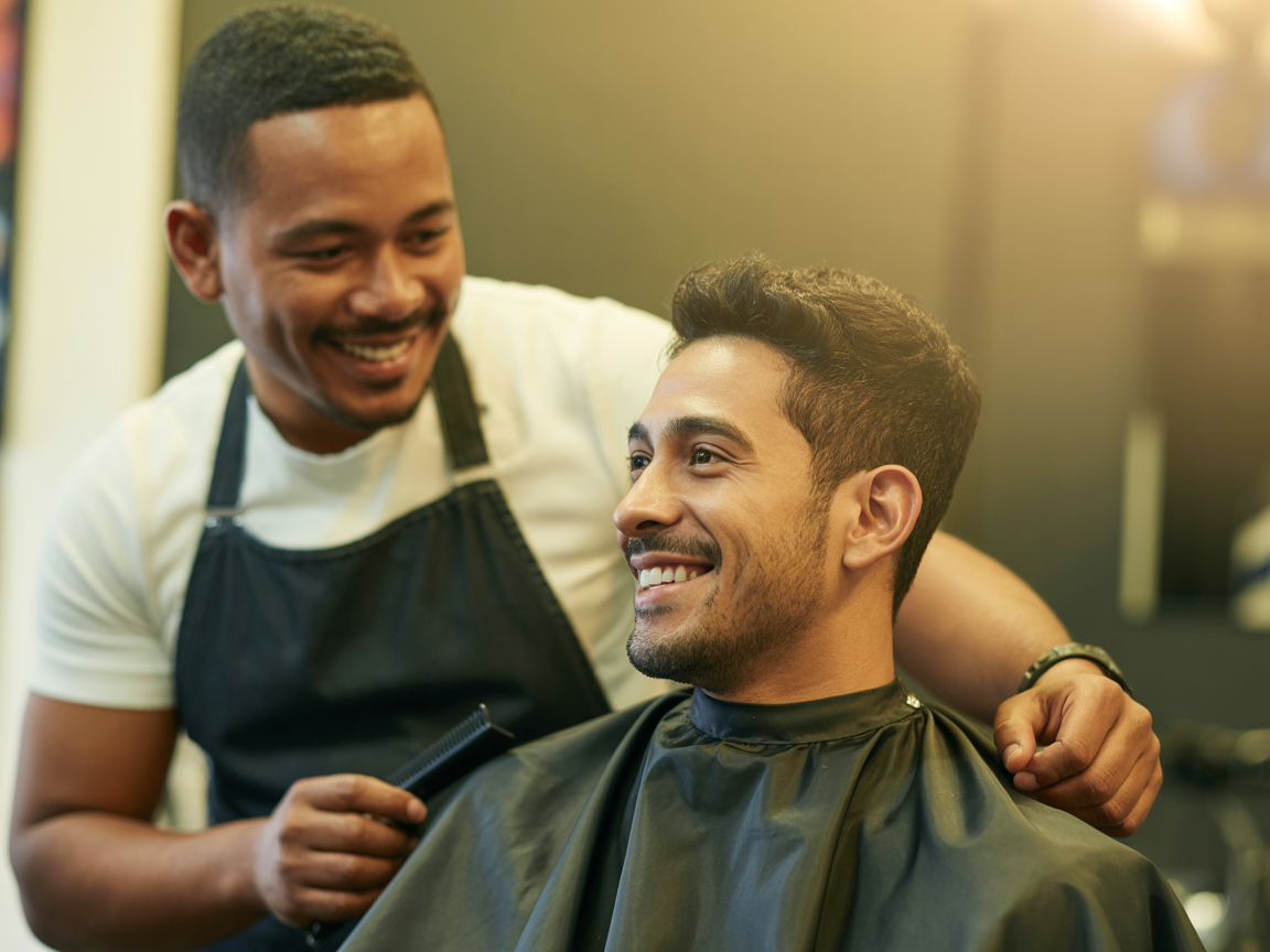 Happy client after a fresh haircut